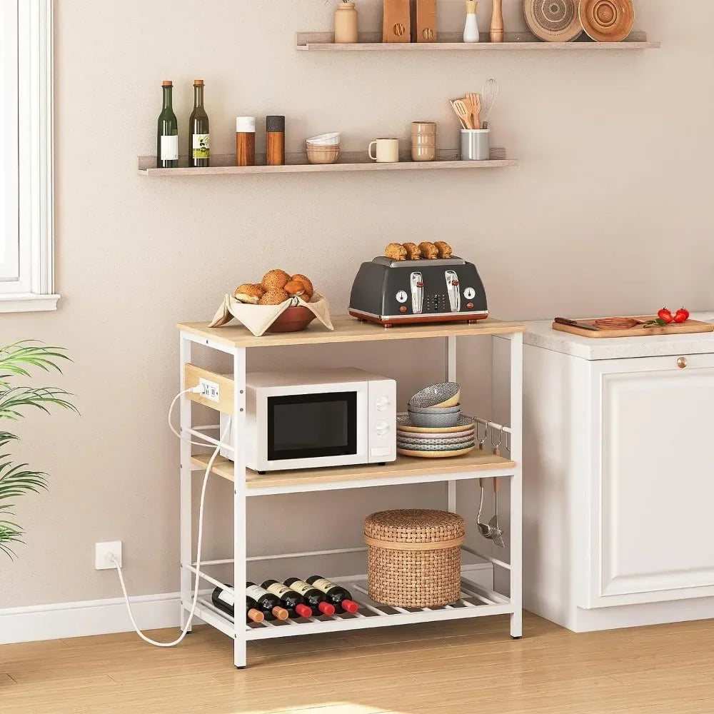 Kitchen island with storage space with power socket