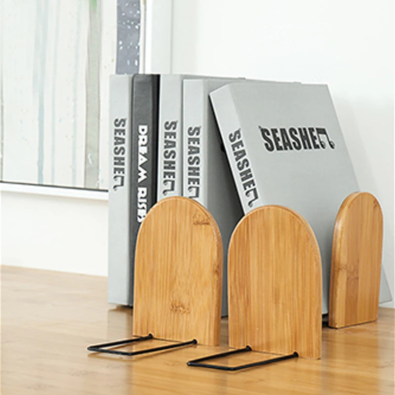 Nature Bamboo Bookends Bookshelf Desk Organizer