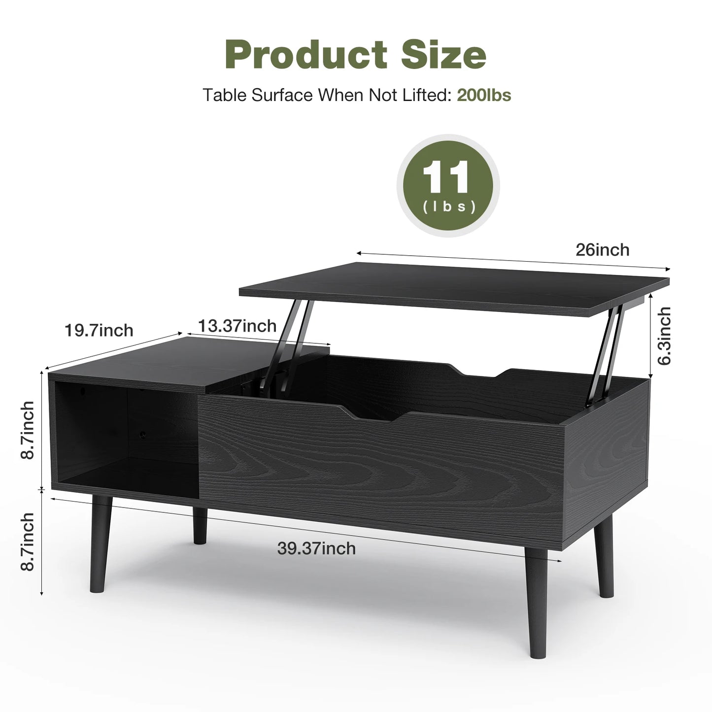 JHK Lift Top Coffee Tables 39.37"x19.7"