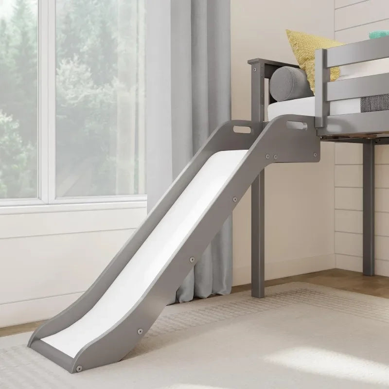 Twin Size Low Loft Bed with Slide and Stairs