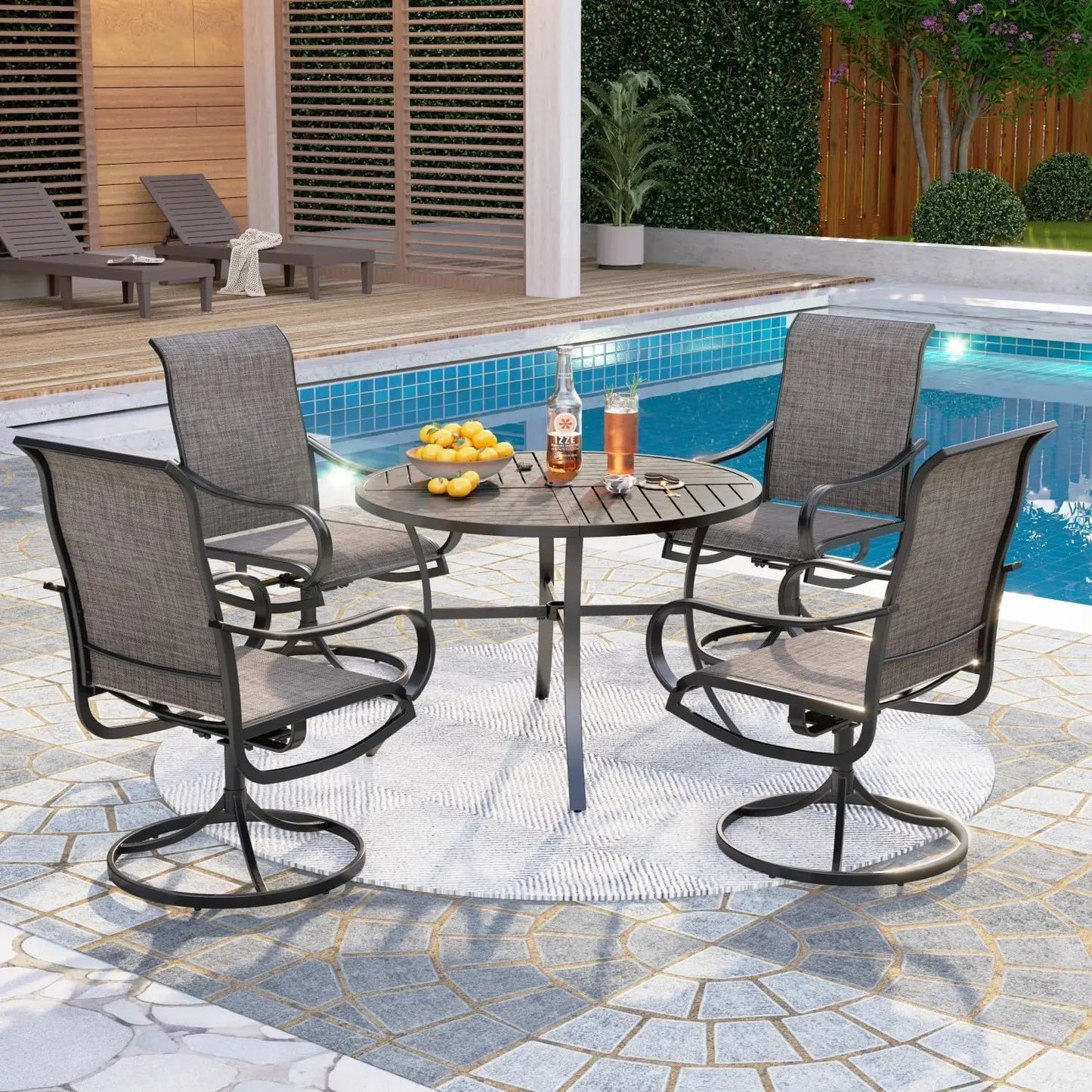 Breathable Textilene Swivel Patio Chairs