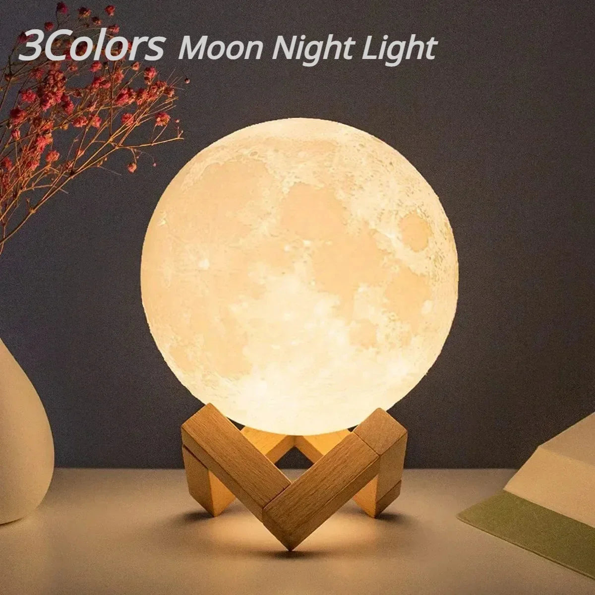 Battery Powered With Stand Starry Moon Lamp