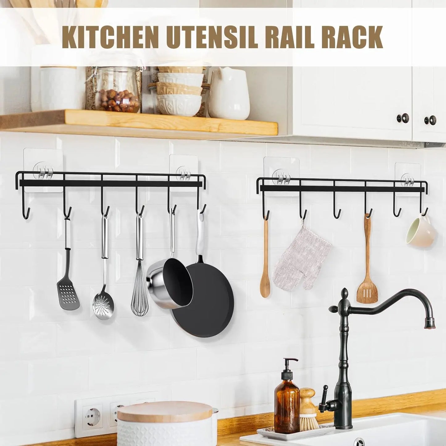 Kitchen Utensil Rack Storage Wall Hooks