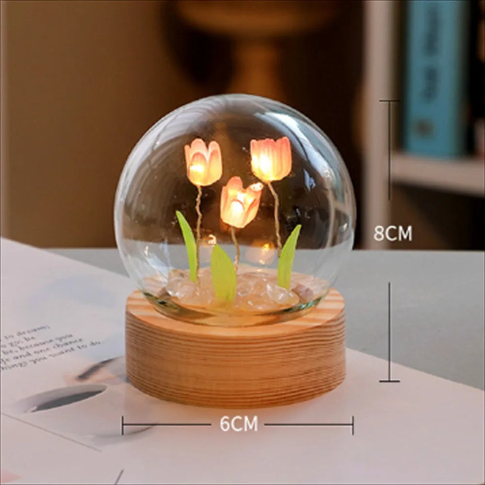 Tulip Night Light Cute Bedroom Room Decor Floral Lamp