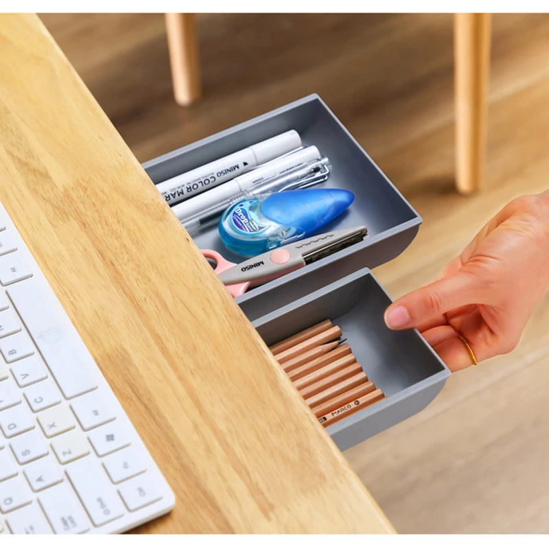 Under Desk Self Stick Pencil Tray