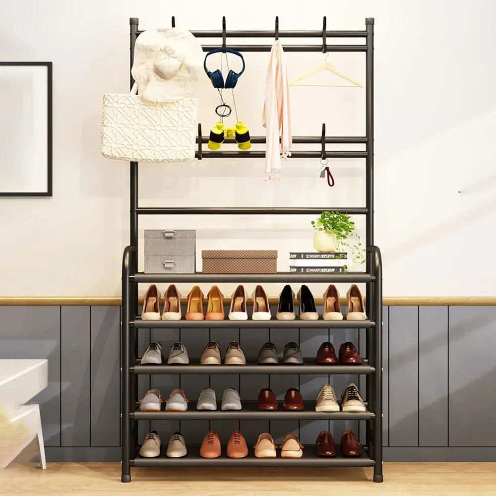 Multi-Layer Shoe Rack With Hat Hangers