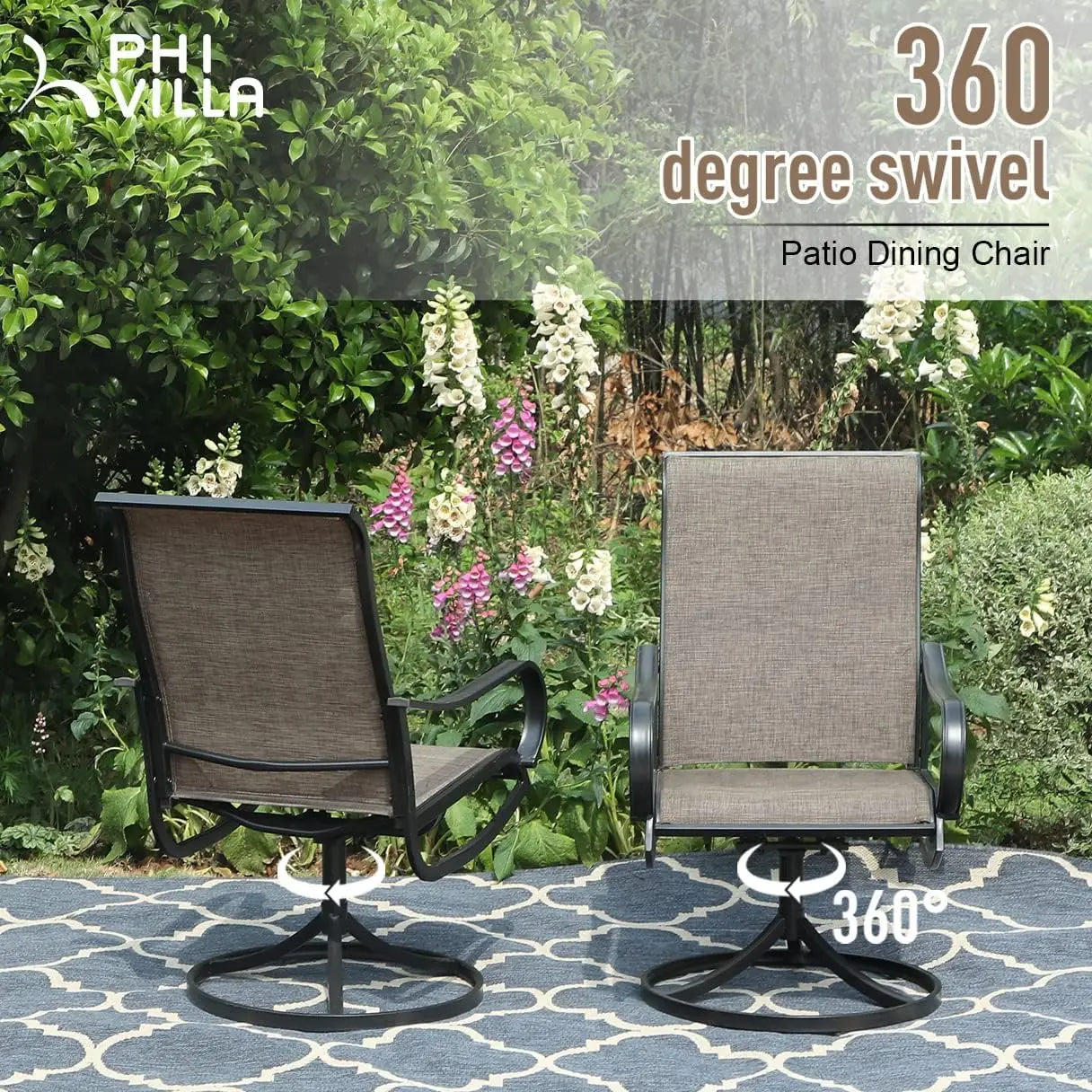 Breathable Textilene Swivel Patio Chairs