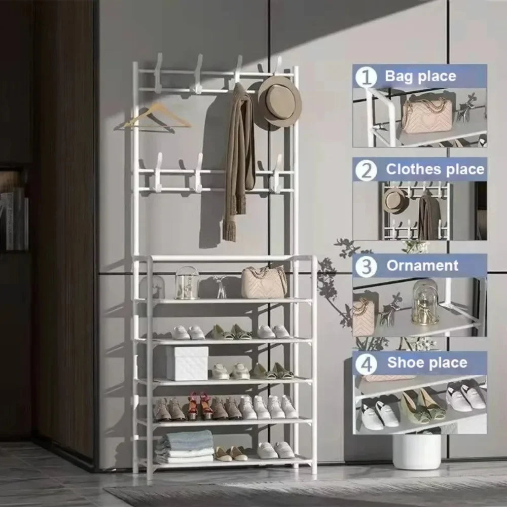 Multi-Layer Shoe Rack With Hat Hangers