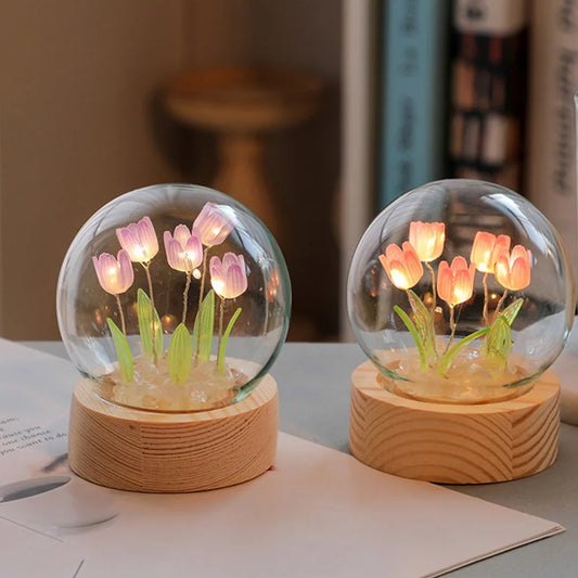 Tulip Night Light Cute Bedroom Room Decor Floral Lamp