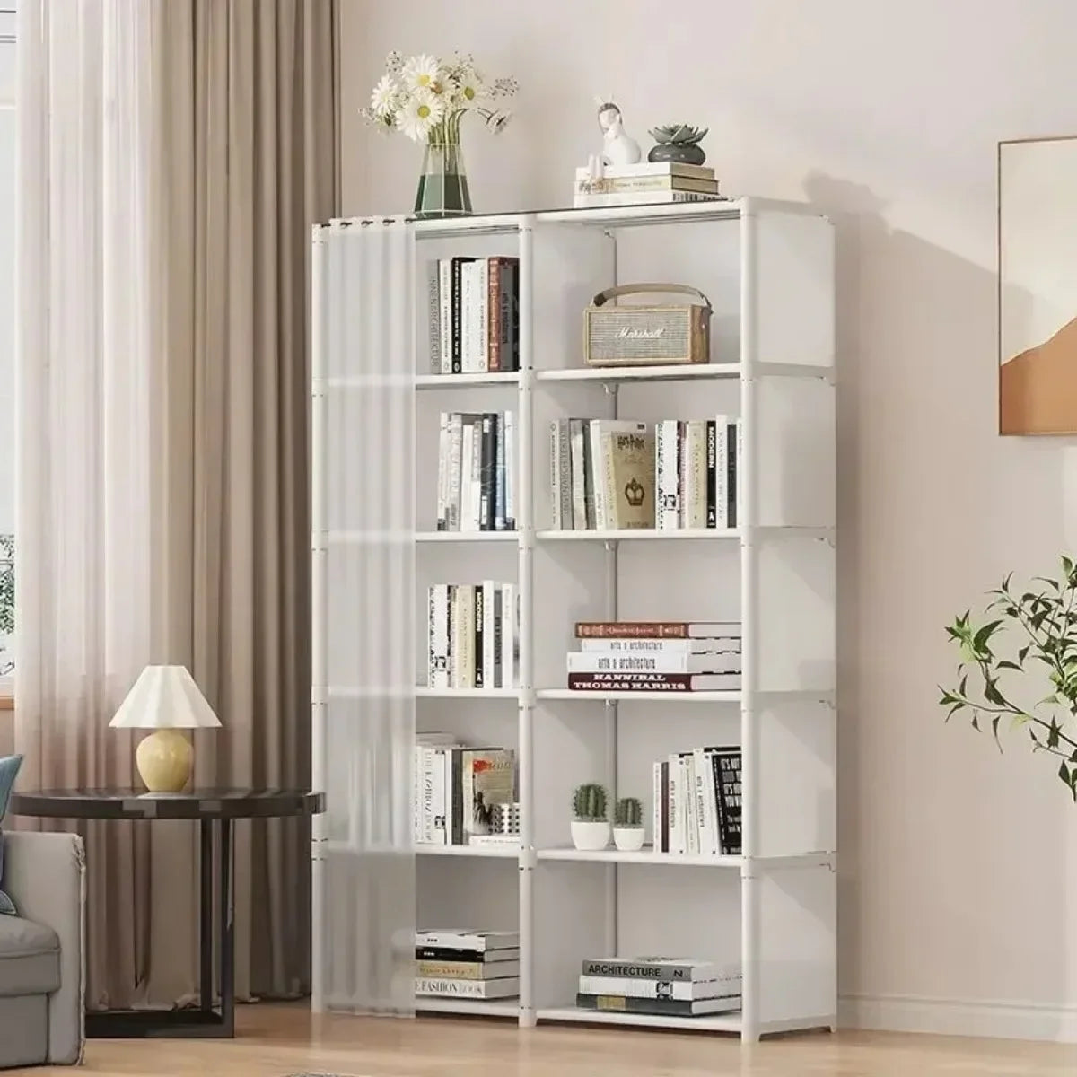 Dustproof Wardrobe Partition Bookshelf