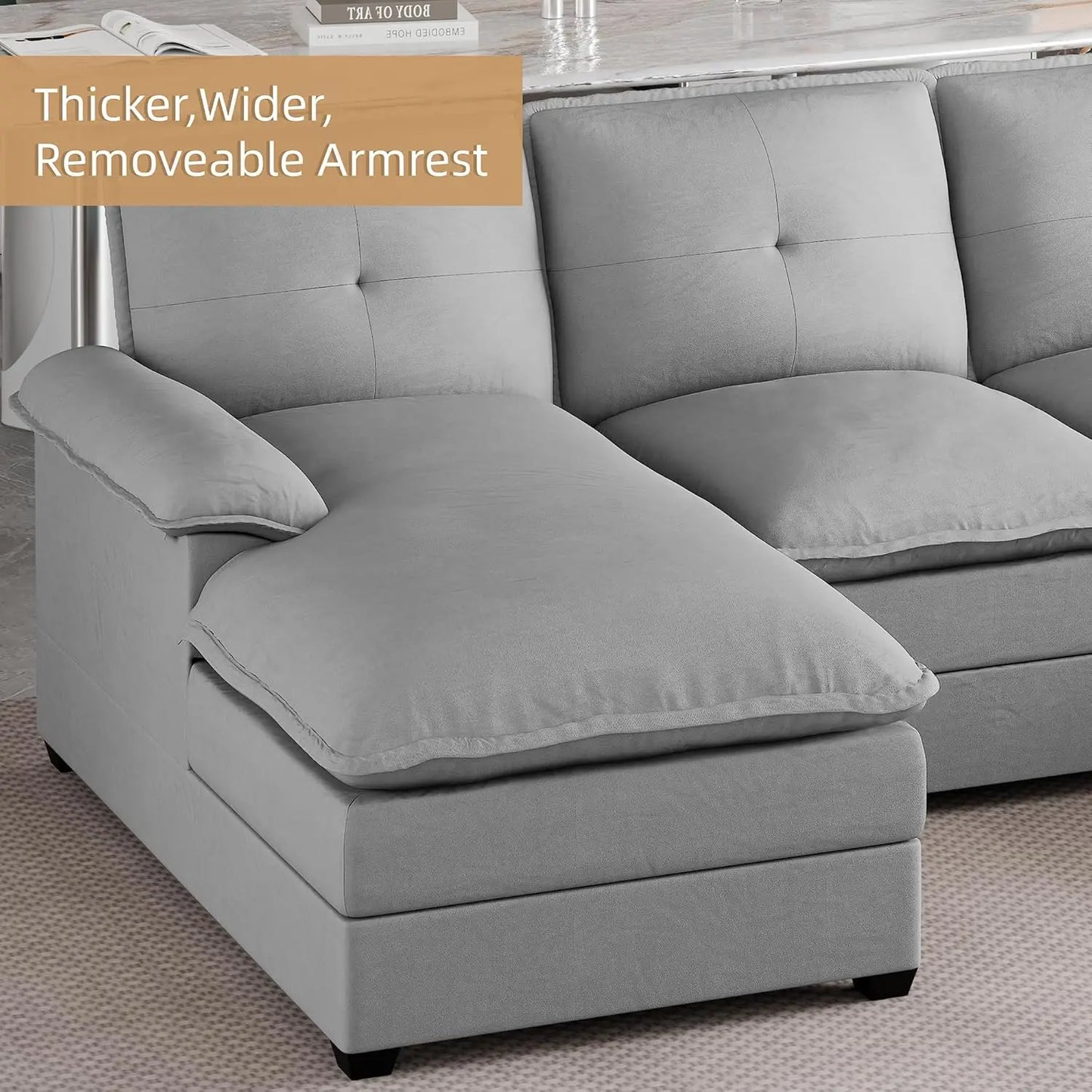 U-Shaped Couch 4 Seat Sofa Set with Double Chaises