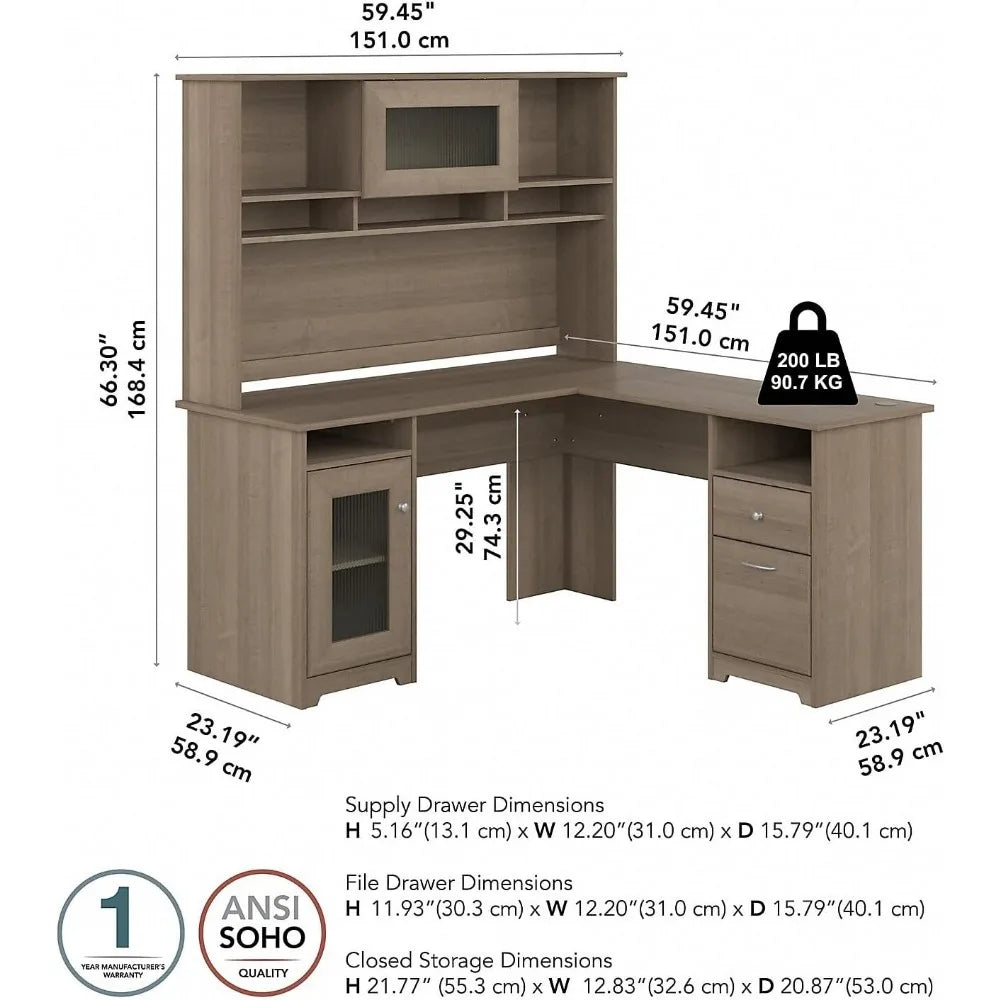 Cabot L Shaped Desk with Hutch |