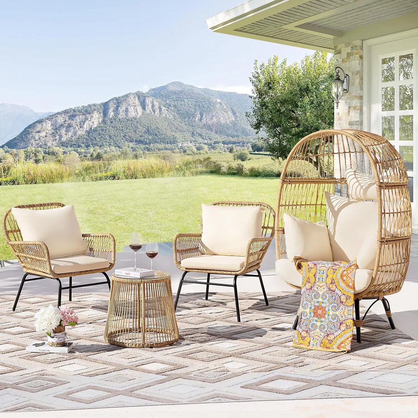 Boho Patio Furniture Outdoor Bistro Chair Set