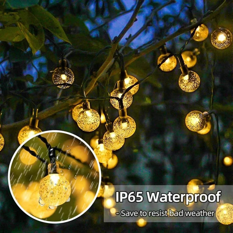 Solar Crystal Globe LED String Lights