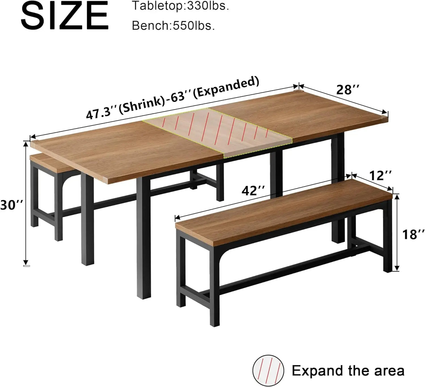 Feonase Extendable 63" Dining Table Set