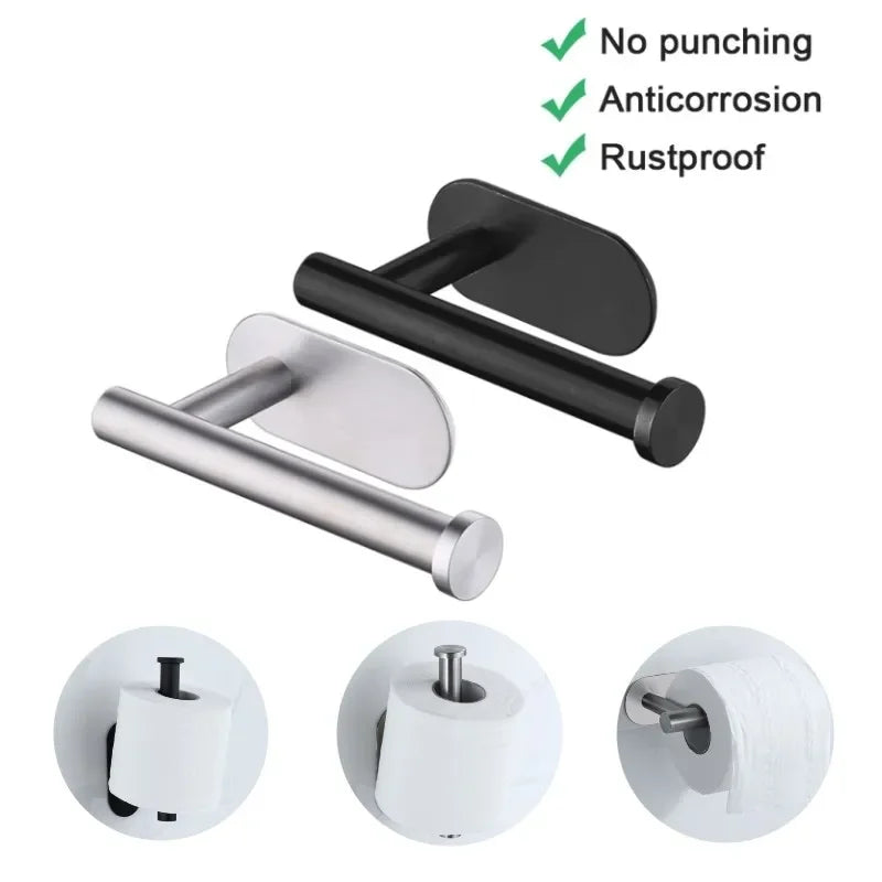 No Punching Wall Mounted Toilet Paper Holder