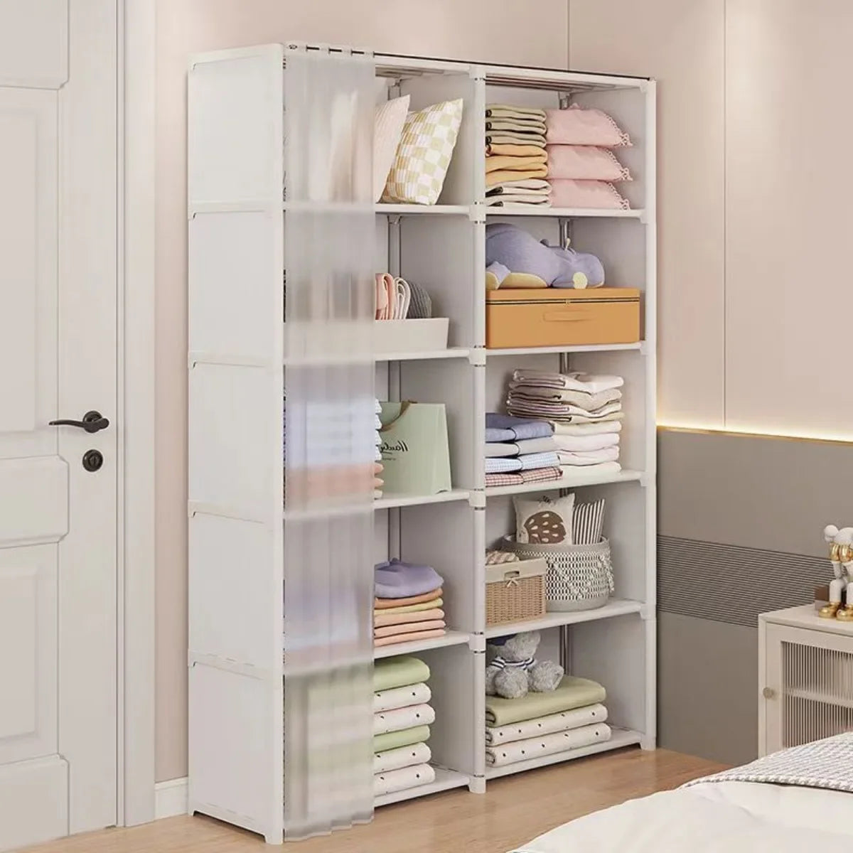 Dustproof Wardrobe Partition Bookshelf