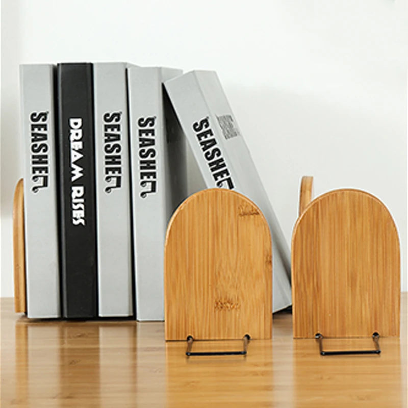 Nature Bamboo Bookends Bookshelf Desk Organizer