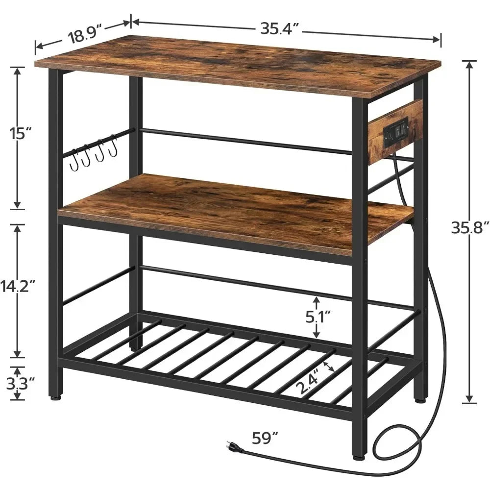 Kitchen island with storage space with power socket