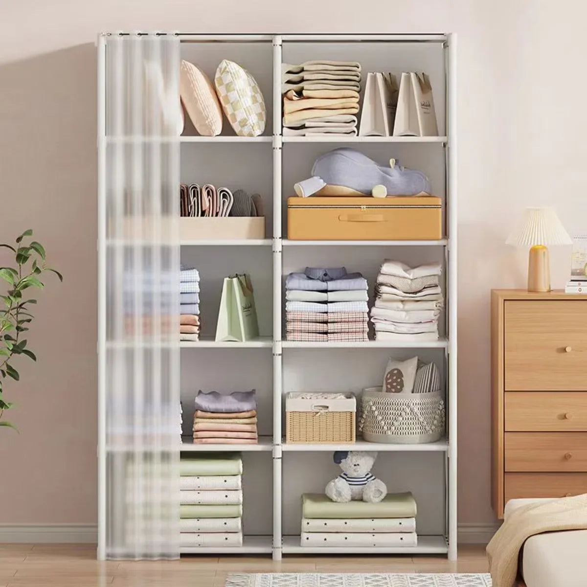 Dustproof Wardrobe Partition Bookshelf