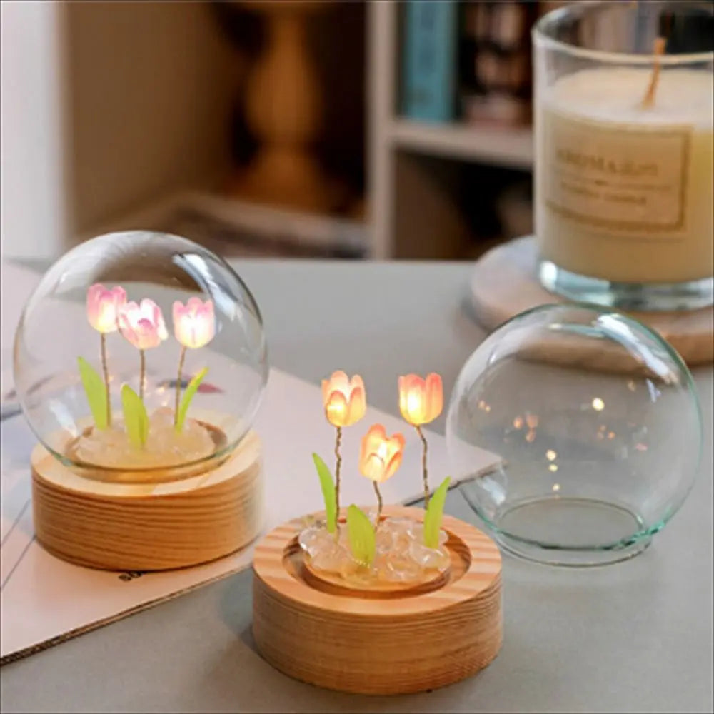 Tulip Night Light Cute Bedroom Room Decor Floral Lamp