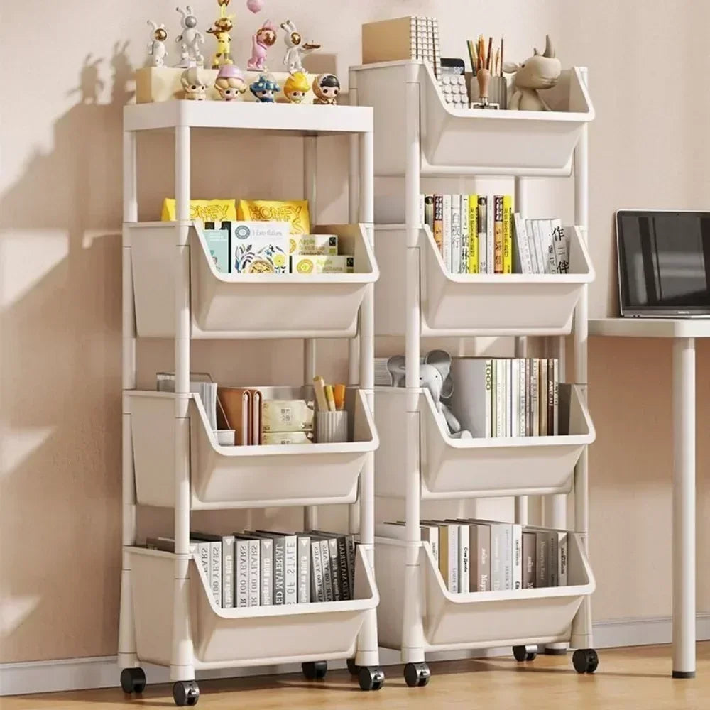 Trolley Bookshelf Kitchen Storage Rack