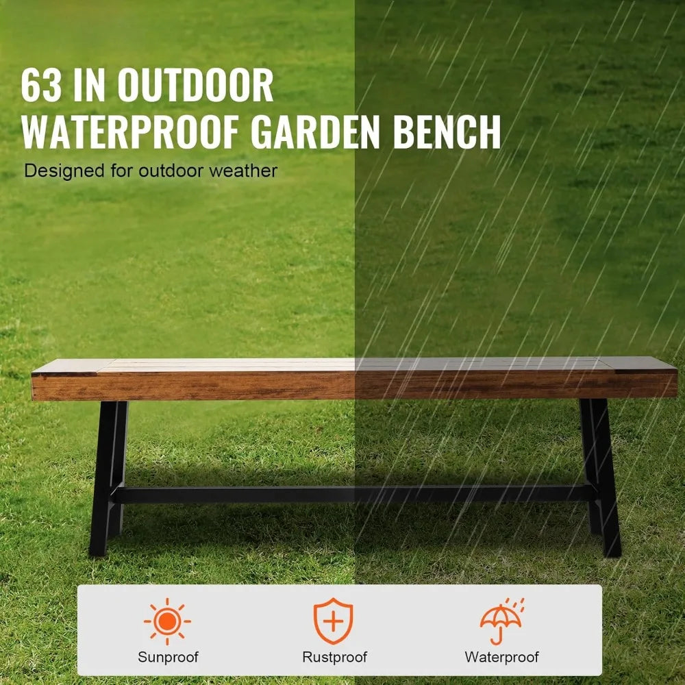 Outdoor Wood Bench Metal Leg