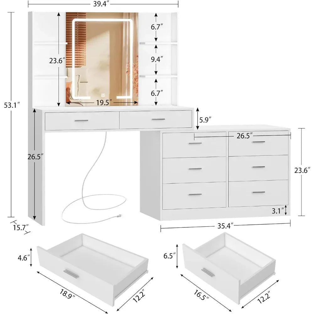 Modern Corner Makeup Vanity Table