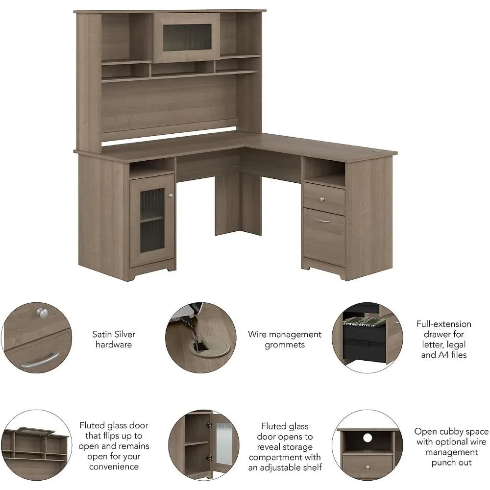 Cabot L Shaped Desk with Hutch |